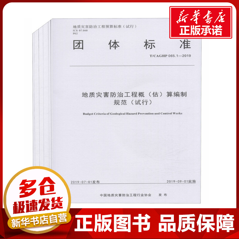 地质灾害防治工程预算标准(试行) T/CAGHP 065.1~065.4-2019(全6册) 中国地质灾害防治工程行业协会 编 建筑/水利（新）专业科技