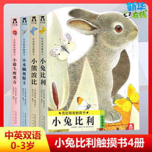 小兔比利触摸书全套4册小熊波比触摸书丽精美莫里斯普莱格尔0-3岁宝宝早教认知纸板书幼儿启蒙绘本图画书小猫头鹰奥小水獭奥斯卡