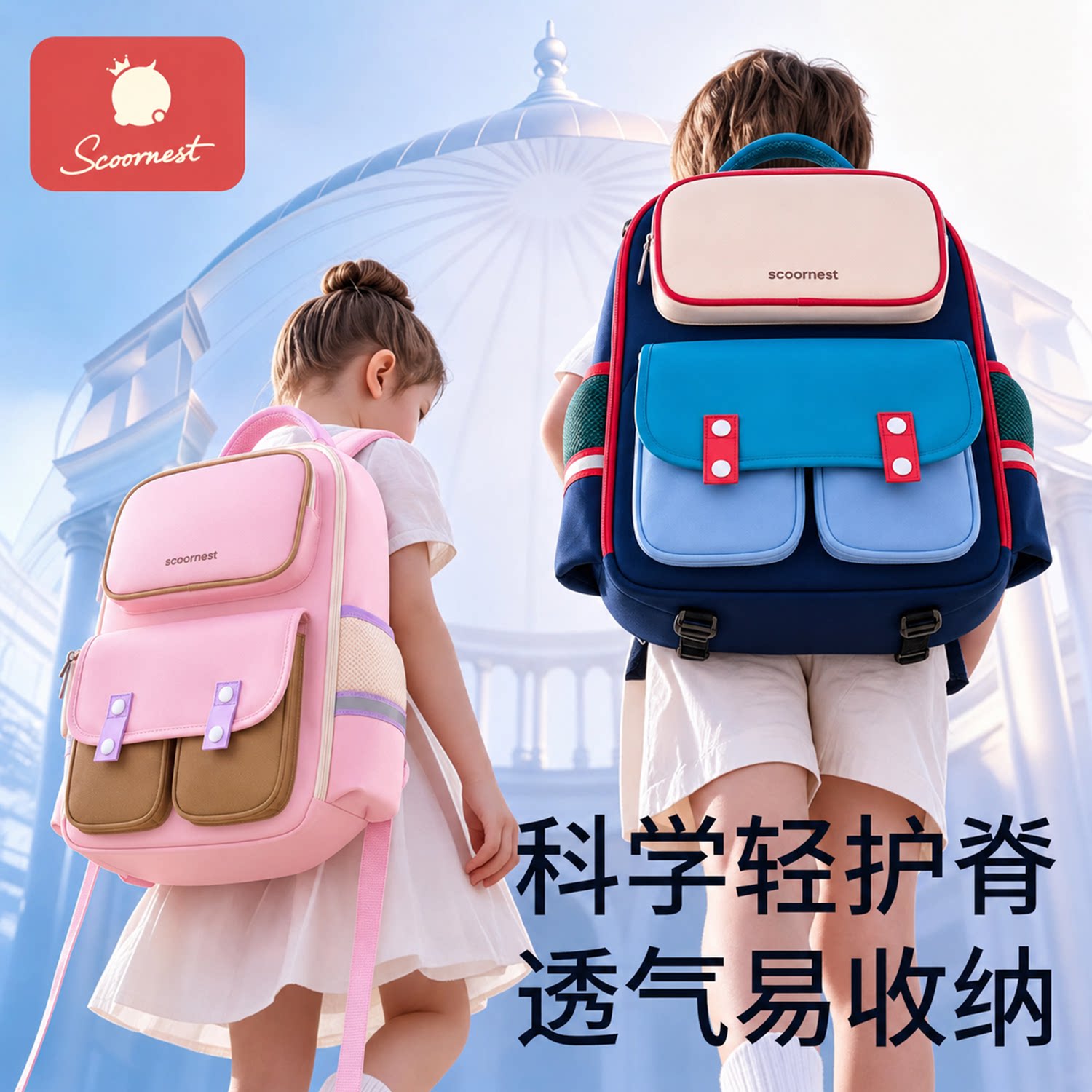 小学生儿童书包男1-3年级轻便护脊双肩包可爱减负女童大容量背包图片