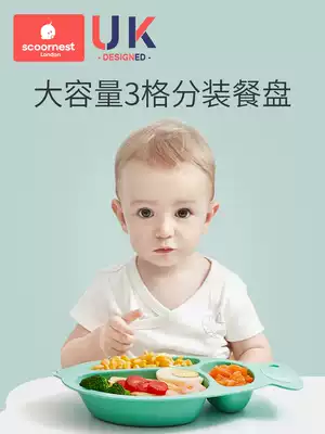 Kechao children's dinner plate grid cartoon baby tableware anti-fall non-staple food bowl eating household baby separation dinner plate