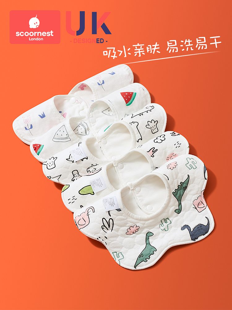 Baby cotton gauze bib saliva towel Baby waterproof spit milk bib Newborn boy bib female summer thin section