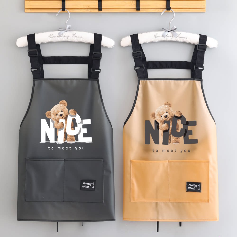 免洗新款无袖可调节卡通罩衣成人防污防油家用工作服超防水围裙