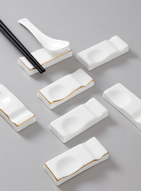 骨瓷半圆金边筷架勺子架托筷子托筷子架筷子垫摆公筷公勺架