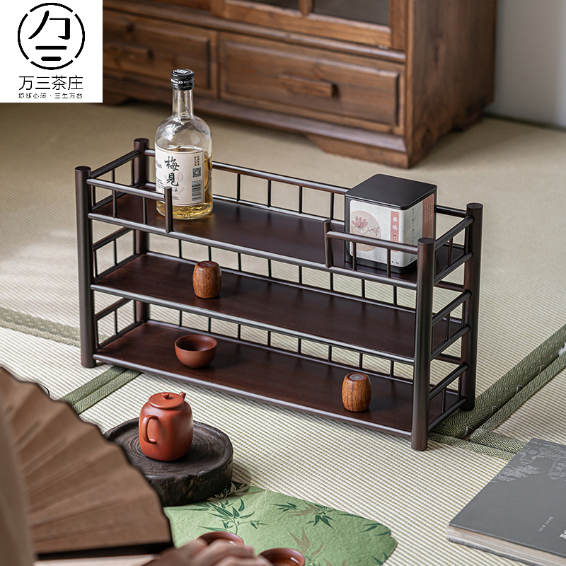 竹制桌面茶杯架博古架茶壶收纳架