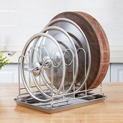 锅盖架子台面家用放置架不锈钢沥水置物架厨房放菜板砧板收纳层架