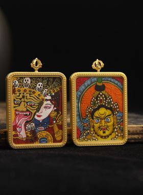 纯手绘西藏唐卡吊坠佛牌项链