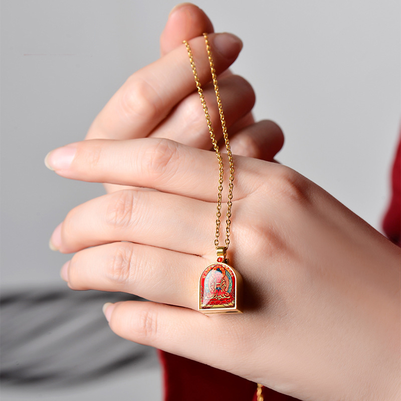 钛钢唐卡吊坠项链锁骨链女