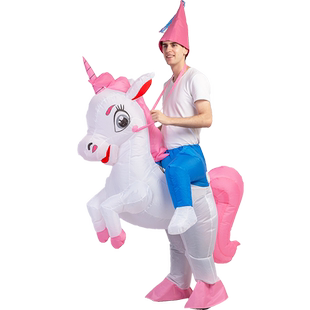 万圣节搞笑卡通人偶服装天马小马坐骑独角兽充气衣服裤子成人儿童