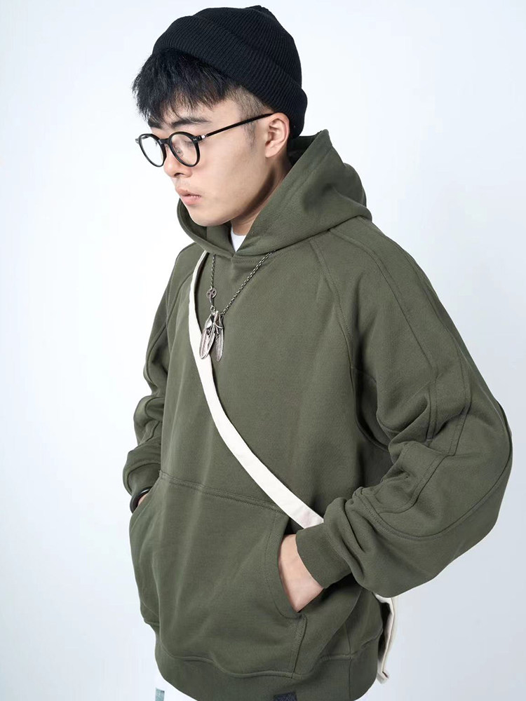 赛络纺纯棉特殊纹路连帽卫衣