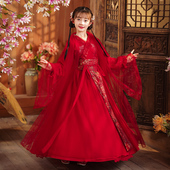 衫 大袖 改良红色 小女孩中国风超仙连衣裙儿童古装 高端女童汉服秋款