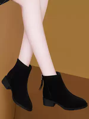 Spring and Autumn Single Boots Women's Sand Leather Short Boots Women's Leather Low Heels 2021 New Fover Boots Women Chelsea Boots