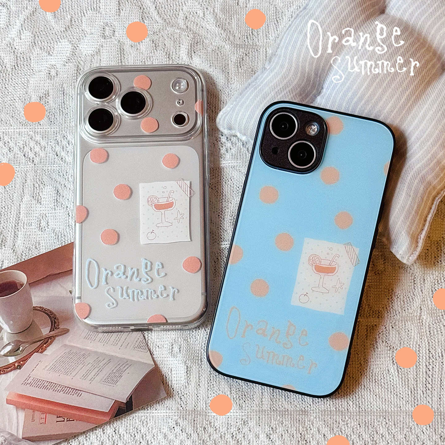 降雨几率适用于iPhone17air苹果15max16pro手机壳ins波点蓝橘简约华为p90mate80安卓全包手机壳