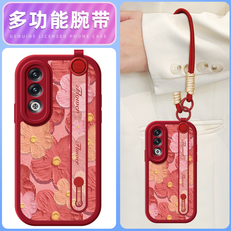 山茶花适用OPPOK12手机壳k11/k11x保护套k10pro新款k10x腕带斜跨挂绳k7女款k12硅胶oppok11可背oppo网红k10
