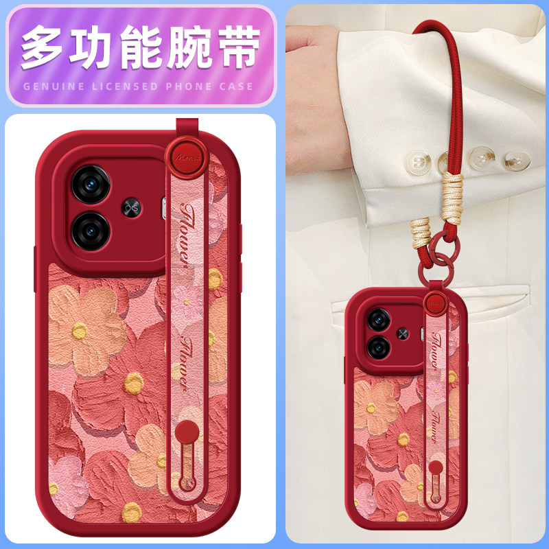 山茶花适用iqooz9turbo+手机壳vivoiqooz9保护套iqoo z8/z8x/z7/z7i/z6/z5/z5x新款iqoou3/u1腕带挂绳