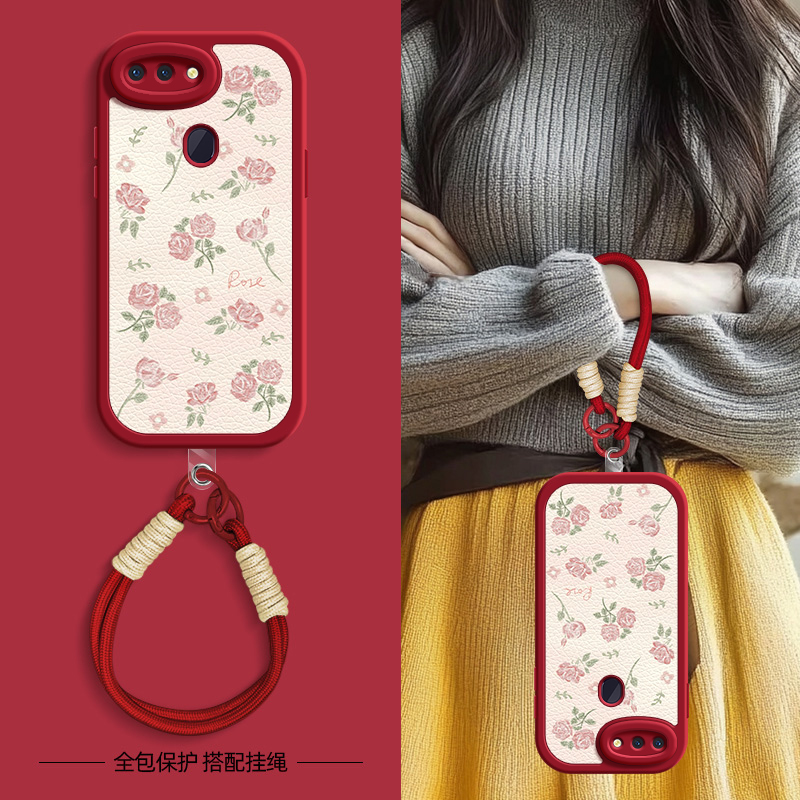 月季花适用oppor17pro手机壳r15标准版小羊皮oppor15梦境版oppor11s新款r17oppo夏天斜挎挂绳r11女款可背