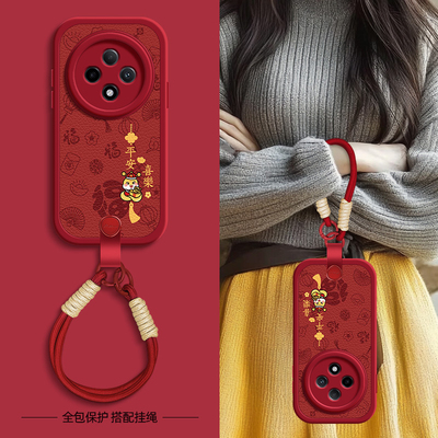 喜乐平安适用OPPOA3pro手机壳A2/A11X保护套A3 5G/A35/36/53/56/新款A9X/A93/A93s秋冬新年挂绳A95/96/97女