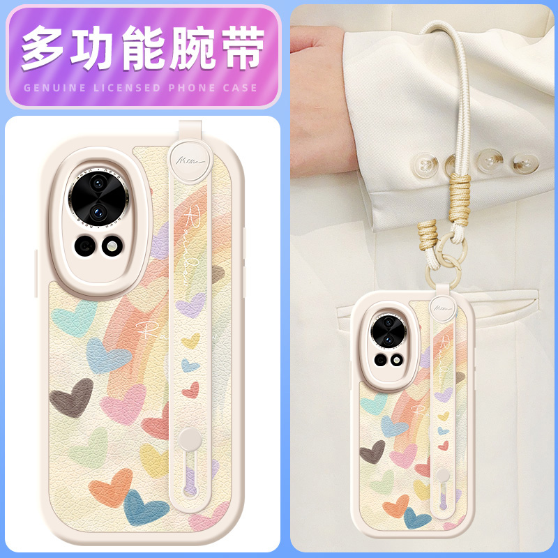 彩虹心心适用华为nova13手机壳nova11pro小羊皮nove10新款novo12ultra腕带斜挎挂绳12活力版10z女款11SE网红u