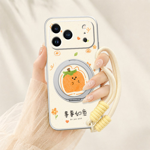 事事如意适用苹果17手机壳iphone16ProMax/苹果15/14新款13磁吸支架xs挂绳11/12女款16plus卡通文字小羊皮air