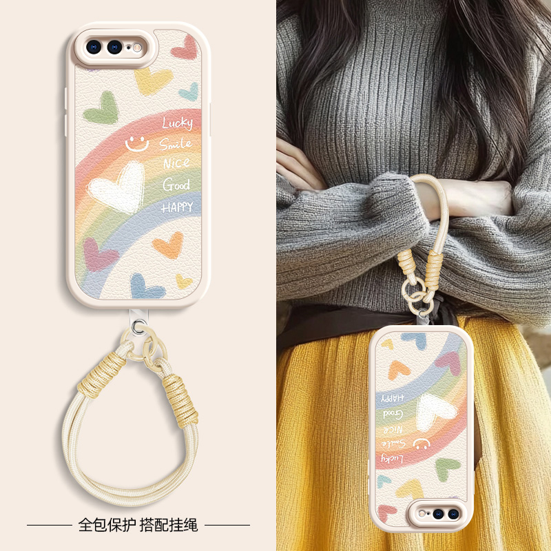 彩虹笑脸适用苹果11ProMax手机壳iphoneX套7/8plus新款x/xr春夏斜挎挂绳iphone11pro可背6splus女款xsmax