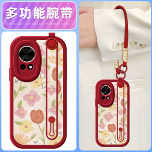 红郁金香适用华为nova13手机壳nova11pro小羊皮nove10新款 11SE网红u novo14ultra腕带斜挎挂绳12活力版 10z女款