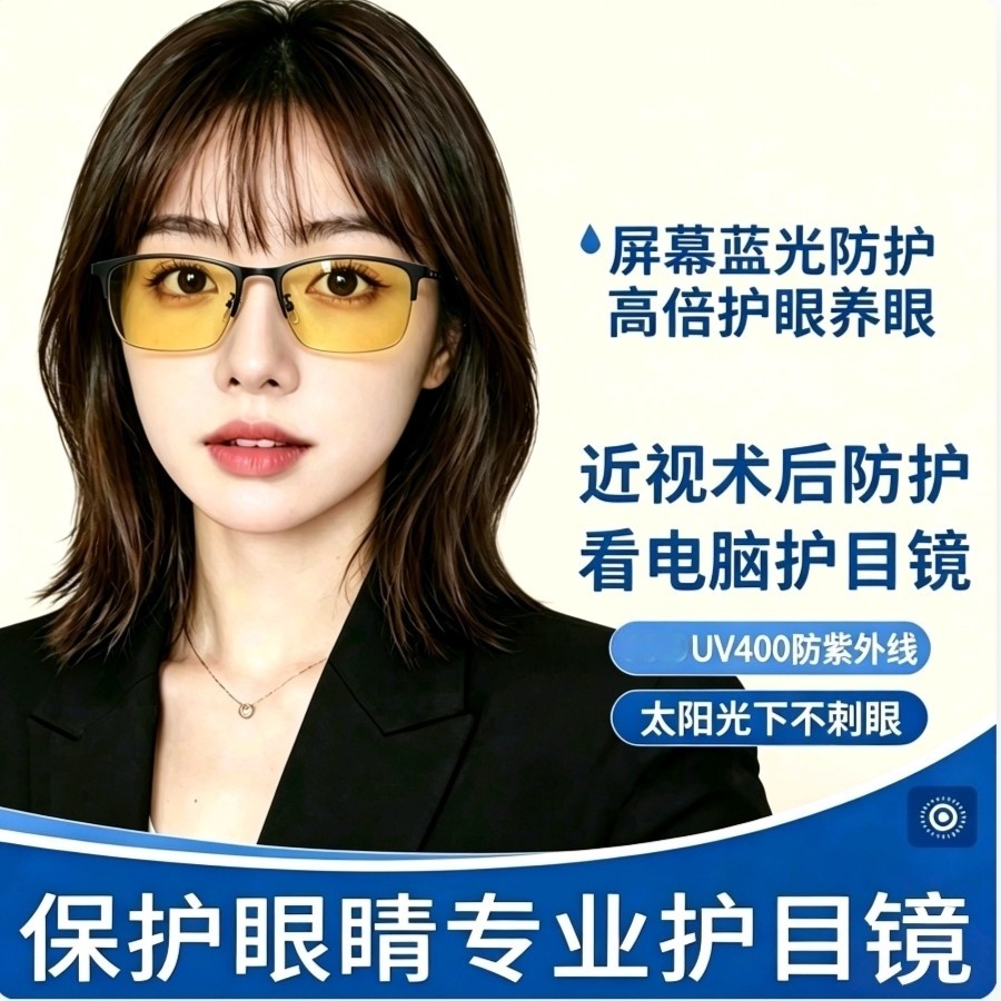 防蓝光防辐射眼镜黄色镜片平光电脑护目镜玩游戏上网专用保护眼睛