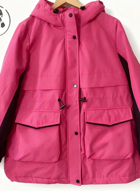 1040冬季新款防风面料可抽绳户外冲锋衣大码棉服胖MM显瘦百搭外套