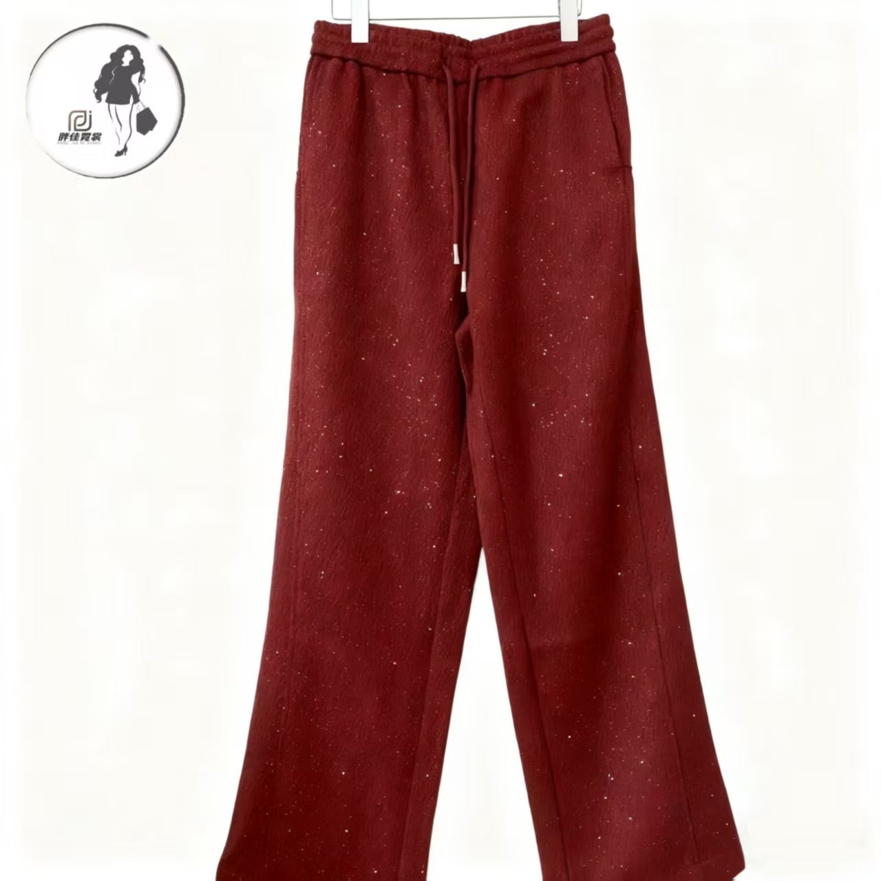 5682大码品牌新款宽松显瘦窄版直筒阔腿裤高级感亮片阔腿裤,女装/女士精品,大码裤装,淘宝优惠券,粉丝福利购,淘宝优惠卷
