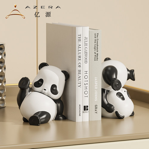 创意熊猫书立书架摆件