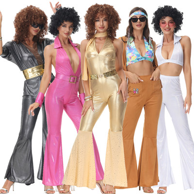 成人表演服复古70年代迪斯科嬉皮士演出服 万圣节酒吧disco男女装