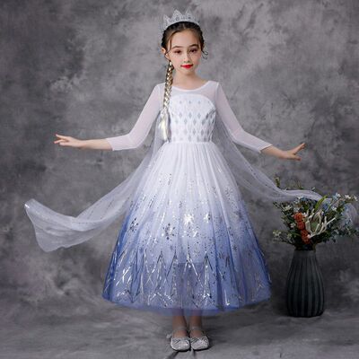 冰雪奇缘2爱莎女童连衣裙夏款艾莎女王公主裙子白色elsa儿童礼服