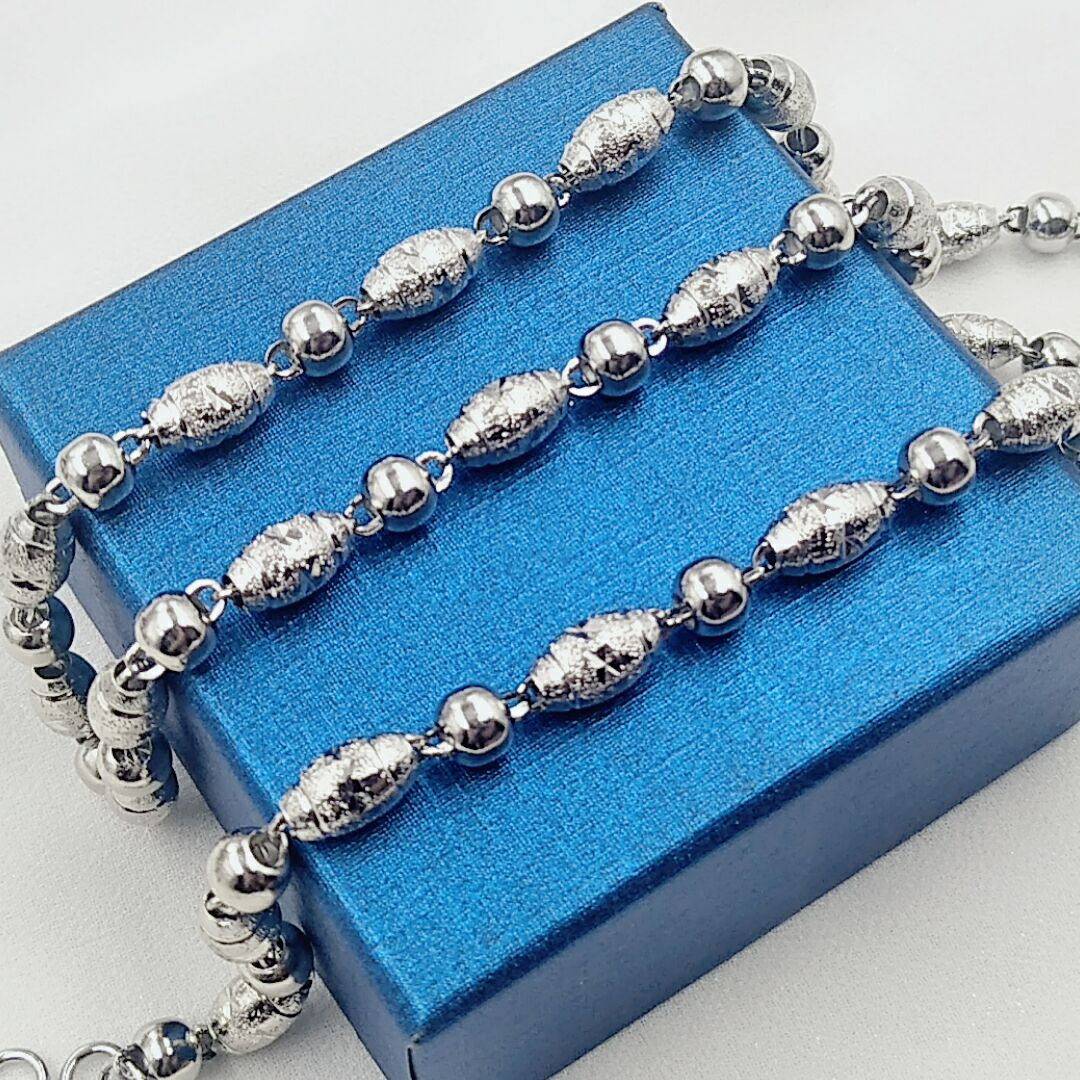 99足银男士橄榄间佛珠时尚项链潮男个性男学生银项链嘻哈流行银链