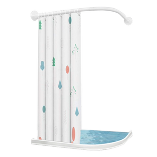 l型浴帘套装免打孔弧形浴帘浴室隔断帘卫生间防水帘冬季保暖挂帘