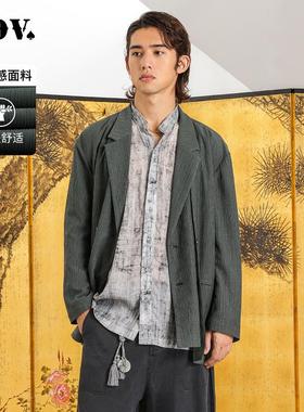 JDV商场同款春秋季绿色平驳领双排扣西装外套休闲西服男装SMJ50P1