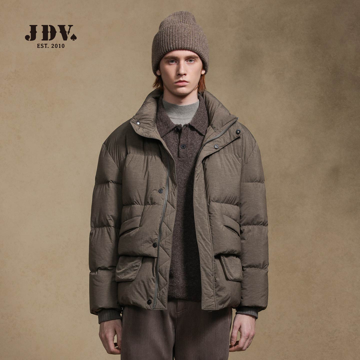 JDV商场同款浅咖男士短款羽绒服