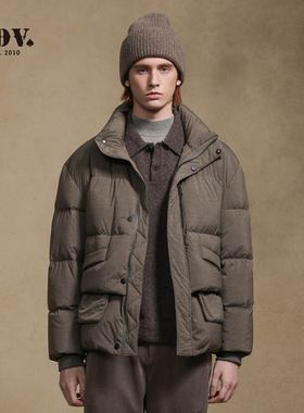 JDV商场同款秋冬男士立领咖色短款羽绒服90白鸭绒保暖外套WDW4559