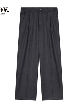 JDV商场同款灰色休闲裤秋冬新款羊毛混纺老钱风百搭长裤WPL56S5