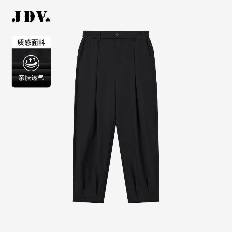 JDV男装商场同款夏季新款男士黑色宽松休闲裤子长裤