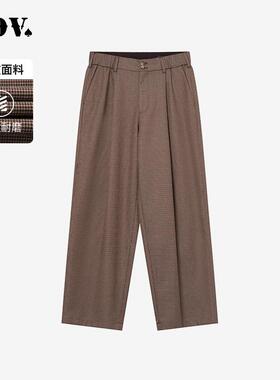 JDV秋冬新款彩格子男士宽松直筒阔腿休闲裤子长裤时尚通勤WPW4035