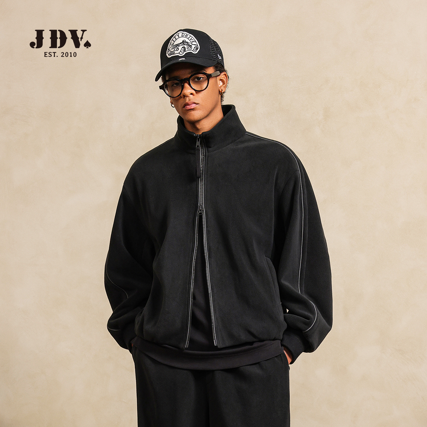 JDV商场同款复古时尚立领绒感夹克男宽松休闲美式工装外套秋季