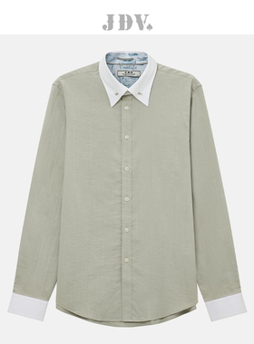 JDV男装商场同款春秋新品浅绿色职业长袖正装衬衫男士衬衣SIF1411