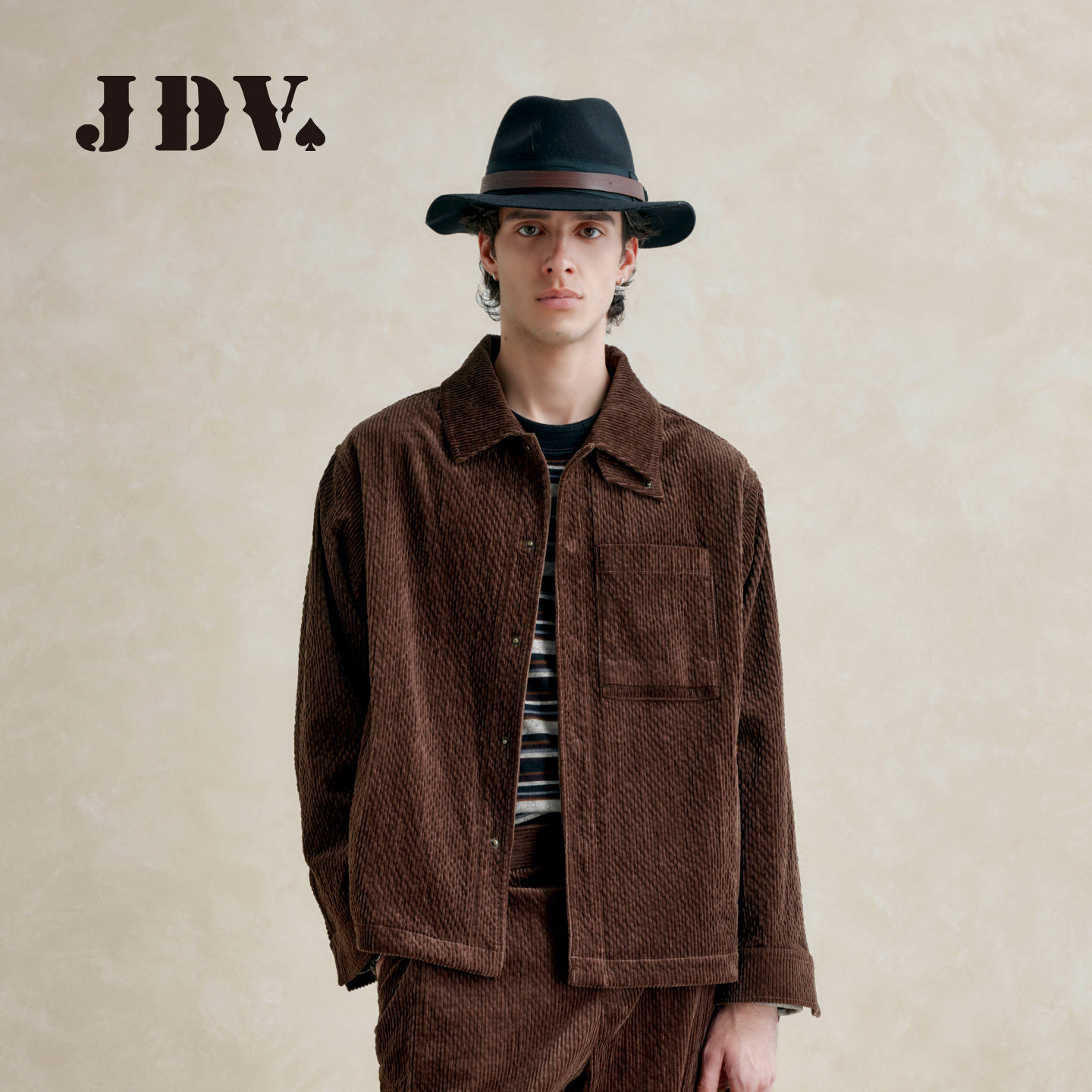 JDV商城同款复古灯芯绒衬衫夹克男2026秋肌理感休闲外套WICAW88