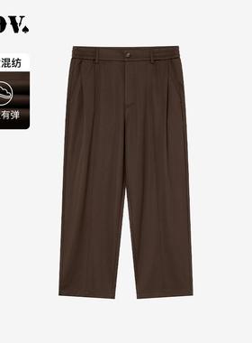 JDV男装2025商场同款秋季新款咖啡色棉质九分休闲裤子百搭