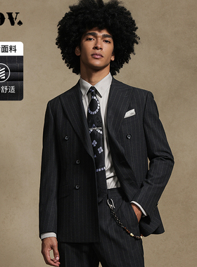 JDV春秋新品商场同款深灰色条纹西装男士西服高级外套WMM4018