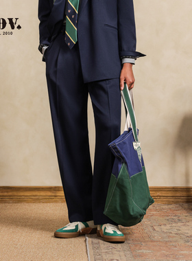 JDV男装李宏毅同款藏青色休闲西裤百搭宽松阔腿裤商场同款WPL50W7