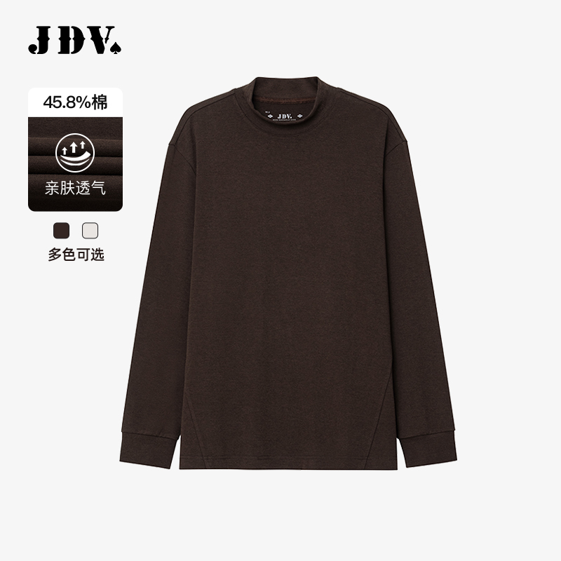 JDV商场同款纯色立领棉质长袖T恤