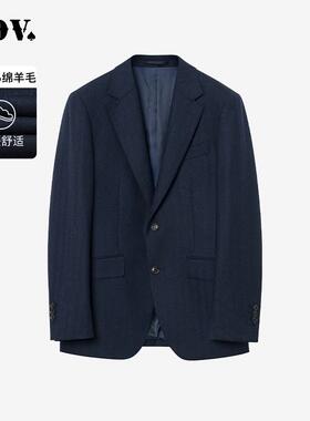JDV男装商场同款春秋新款藏青男士条纹绵羊毛西装西服正装WMM4013