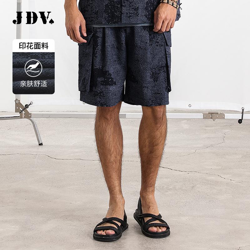 JDV商场同款男藏青印花宽松短裤