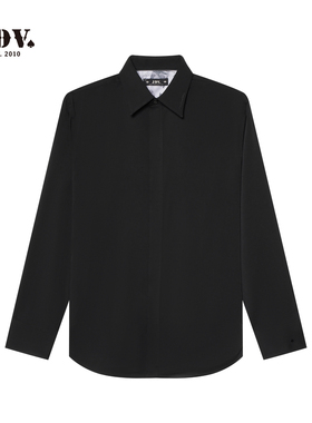 JDV男装正装长袖衬衫男士春秋季新品基础百搭简约黑色衬衣WIF5417
