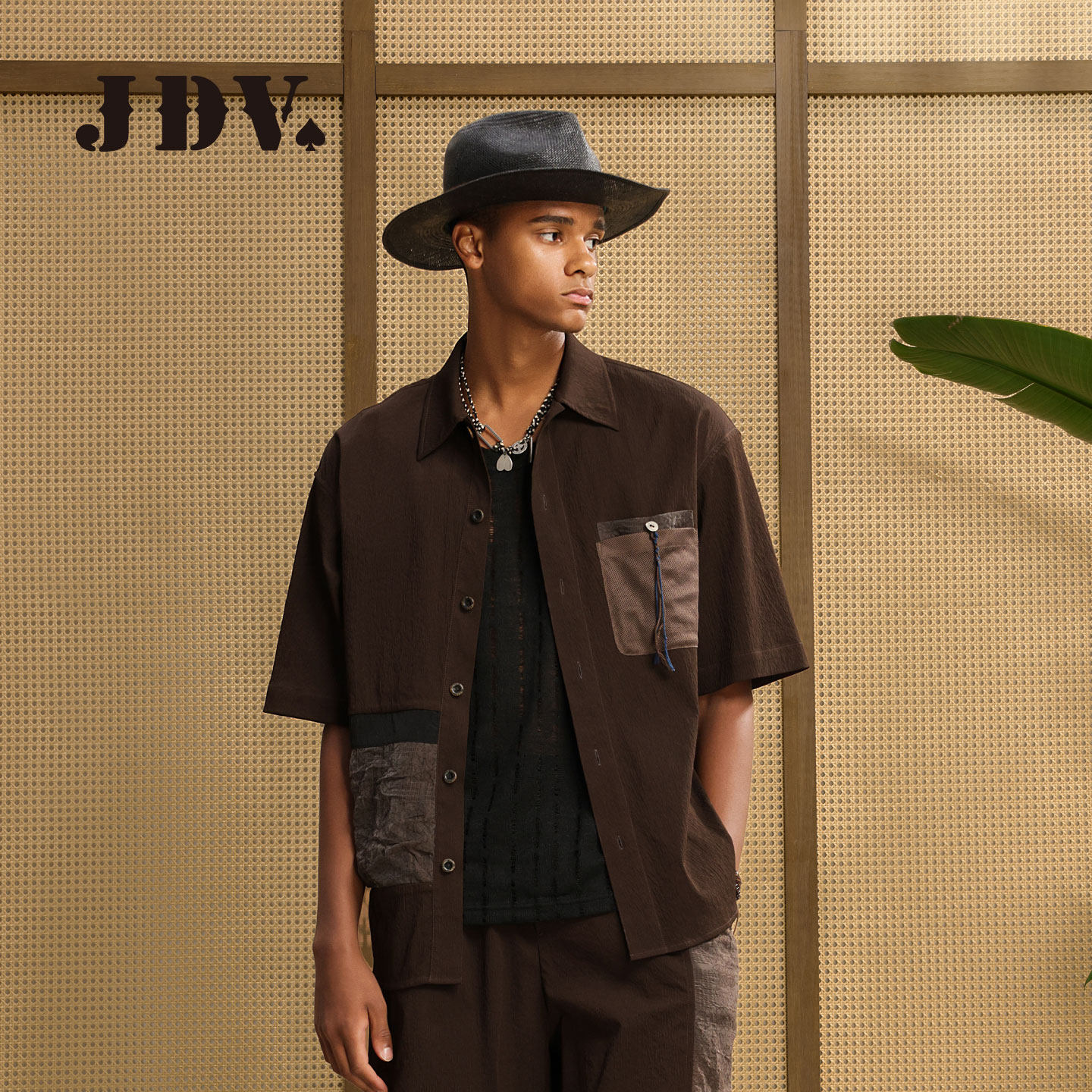 JDV商场同款撞色肌理感廓形夹克2026新品休闲中袖薄外套男SSJAF01