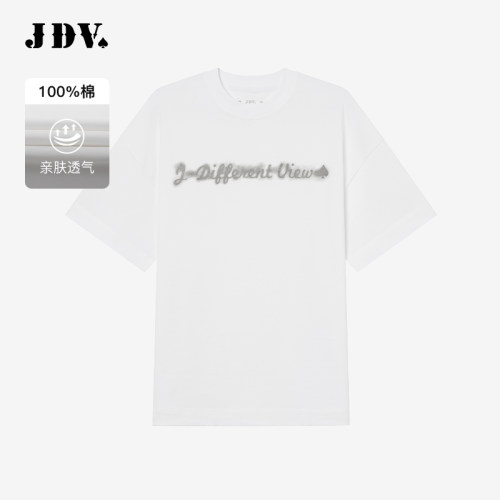 JDV商场同款白色印花纯棉短袖T恤
